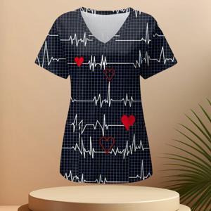 Love 3d Print Scrubs 의료 유니폼 Para Mujer Top Mate 필리핀 간호 치과 유니폼 v 넥 티 간호 의류 간호사