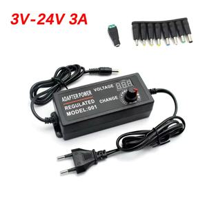 AC 조정 가능한 전원 공급 장치 3V-24V 3A AC DC 9 플러그 연결 범용 어댑터 조정 가능한 AC TO DC 220V 110V ~ 3V 24V 9W 72W
