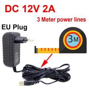 JIENUO 3미터 EU 플러그 AC/DC 공급 전원 어댑터 충전기 보안 CCTV 카메라 CCD 100-240V DC 12V 2A(2.1mm*5.5mm) 용 3m 케이블