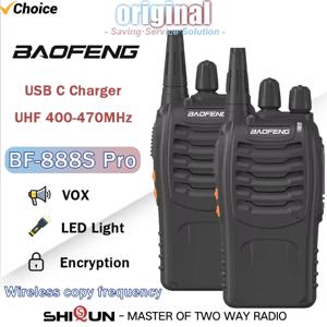 Baofeng BF-888S 프로 워키토키, USB-C 충전기, 무선 복사 주파수, 888S 장거리, 5W UHF, 400-470MHz, 양방향 라디오, 2/4 개