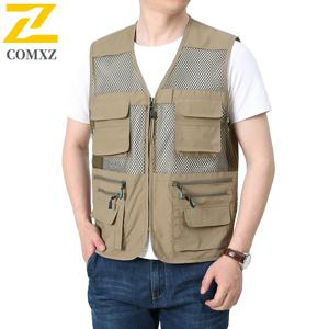 8xl 플러스 사이즈 메쉬 조끼 남성용 봄 캐주얼 낚시 빠른 건조 민소매 작업 재킷 야외 사진 작가 멀티 포켓 양복 조끼