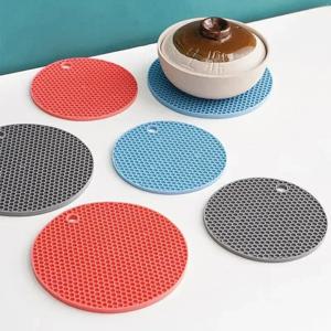 라운드 내열성 실리콘 매트 음료 컵 컵 받침 절연 미끄럼 방지 두꺼운 테이블 플레이스 매트 주방 액세서리 냄비 홀더