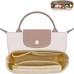 손잡이가 달린 소형 핸드백 셰이퍼, LongChamp 미니 백, 정리함 펠트 미니 백 정리함, le pliage 녹색 파우치, 가방 삽입