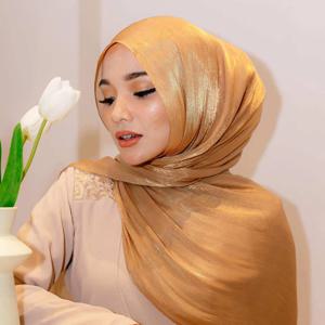 2024 새로운 디자인 보닛 새틴 반짝이 Hijabs 스카프 폴리 에스터 헤드 랩 Turban Femme Musulman De Luxe
