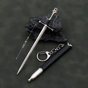 12cm Aragorn Narthil 검 열쇠 고리 LOTR Anduril 중세 무기 금속 Katana 사무라이 검 열쇠 고리 장식품 장난감 컬렉션