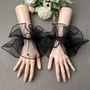 신부 메쉬 슬리브 레이스 진주, 얇은 태양 보호 액세서리, 웨딩 장갑, 격식 있는 드레스, 유행 거즈 슬리브