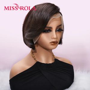 Miss Rola Pixie Cut 레이스 프론트 인모 가발, 레미 내추럴 웨이브 가발, 밀도 180% 미리 뽑은 짧은 가발, 13x4