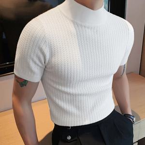 새로운 여름 패션 꽉 티셔츠 캐주얼 streetwear 질감 높은 목 솔리드 컬러 반팔 바닥 티셔츠 한국 스타일상의