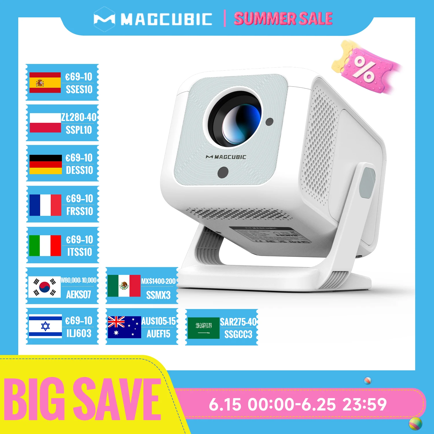 Magcubic HY310X 4K 미니 프로젝터, 풀 HD 1080P 420ANSI Android 11 자동 초점 키스톤, 야외 극장 스탠드 프로젝터