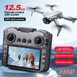 E88GT 대형 화면 WIFI FPV 드론 쿼드콥터 광각 HD 8K 카메라 고도 유지 RC 접이식 쿼드콥터 드론 UAV 선물 장난감