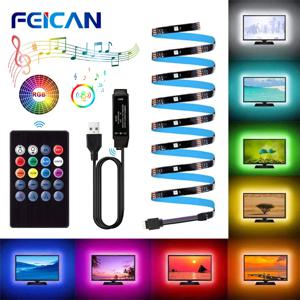 LED 스트립 빛 2835 5050 USB 블루투스 유연한 램프 테이프 3key 사운드 센서 RGB 리본 1M 2M 3M 4M DC5V 장식 TV 백라이트