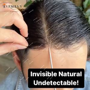 자연 헤어 라인 0.02mm 울트라 얇은 피부 80% 밀도 보철 감지 불가능한 남성 가발 쓴 갈색 회색 100% 인간의 머리카락 보이지 않는 시스템