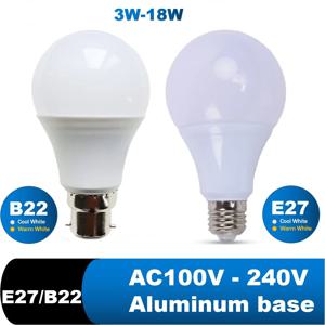 LED 전구 램프 E27 B22 Lampada Lampe Bombilla Lamparas 침실 독서 통 3W 6W 9W 12W 15W 18W 110V 220V 차가운 흰색 따뜻한