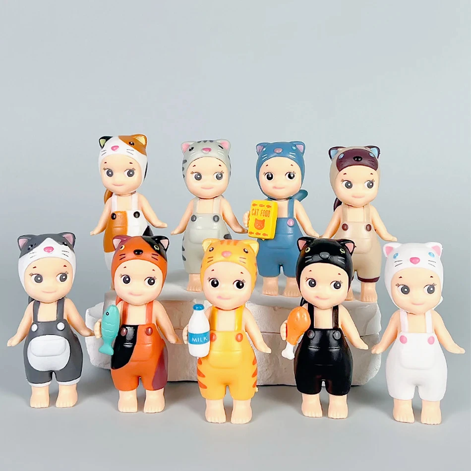 1/2/4/6/9PCS 무작위 보내기 고양이 블라인드 박스 고양이 생활 액션 피규어 장난감 장식품 인형 팬 어린이 크리스마스 선물
