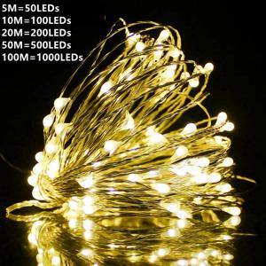 10-100M LED 문자열 조명 크리스마스 트리에 대 한 원격 제어 요정 조명 야외 결혼식 갈 랜드 파티 장식 110V 220V