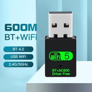 600Mbps USB WiFi 블루투스 어댑터 2in1 동글 듀얼 밴드 2.4G 5GHz USB WiFi 5 네트워크 무선 Wlan 수신기 드라이버 무료