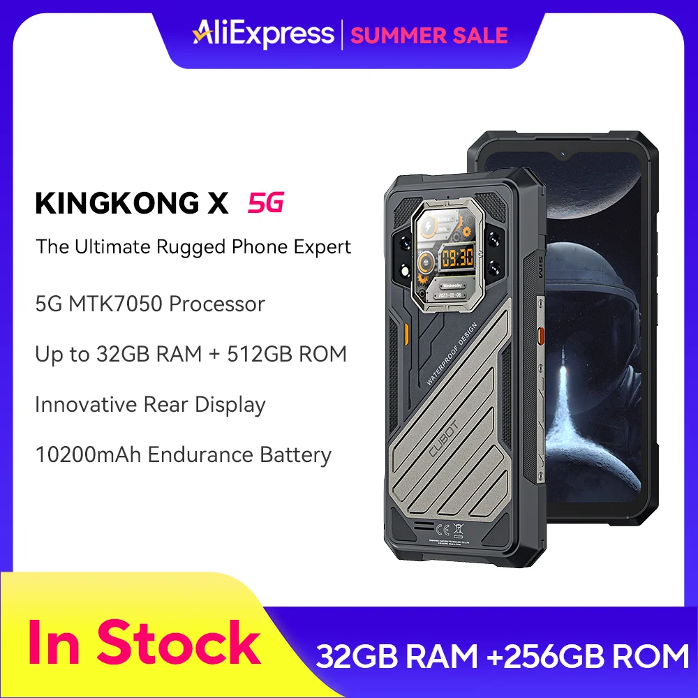 CUBOT KINGKONG X, 러기드 스마트폰 5G, 32GB RAM(16GB+16GB 확장), 256/512GB ROM, 10200mAh 배터리, 6.583인치 120Hz 2.4K 화면, 100MP 카메라, NFC, 5g스마트폰, WiFi 6, 안드로이드 스마트폰, smartphone android, IP68/IP69K 보호, 장바구니에 담기