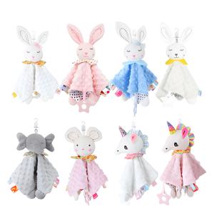 1pcs 아기 보안 진정 인형 수건 Teether 딸랑이 부드러운 담요 Snuggle 장난감 아기를위한 박제 동물 신생아 선물