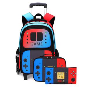 학교 가방 어린이 롤링 배낭 소년 바퀴 달린 배낭 학교 가방 바퀴 트롤리 Bookbag 점심 가방과 수하물 운반