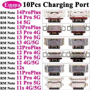 10Pcs 충전 포트 커넥터 USB Xiaomi Redmi Note 11 12 13 Pro Plus 12s 11s 14Pro 4G 5G 12Pro 충전 도크 잭 소켓 플러그