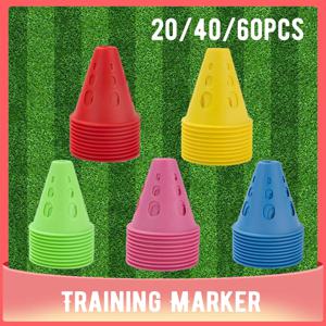 20/40/60 PCS 다채로운 방풍 스케이트 마커 콘 롤러 축구 마킹 컵 축구 훈련 장비