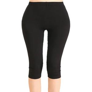 CUHAKCI 여름 짧은 레깅스 여성 Jegging 폴리 에스터 솔리드 블랙 카프리 피트니스 탄성 Mid-Calf 자른 바지