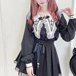빅토리아 고딕 로리타 블라우스 일본 달콤한 레이스 프릴 자수 선원 칼라 셔츠 여성 펑크 스타일 Y2k 긴 소매상의