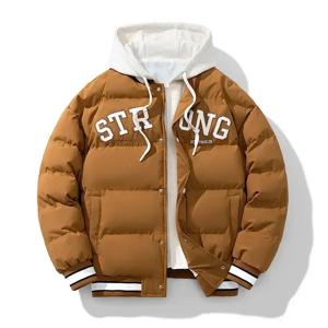 청소년 자켓 남성용 지퍼 새 자켓 streetwear 방풍 패션 자켓 후드 파커 겨울 두꺼운 열 코튼 코트 남성용