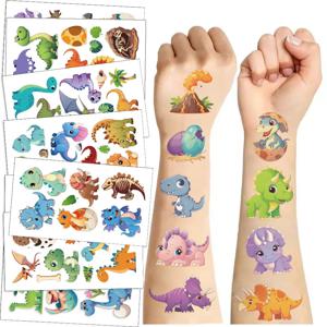 10 시트 공룡 문신 스티커 임시 가짜 문신 팔 손 바디 Waterdichte Tatouages ​​어린이 장난감 선물 붓기