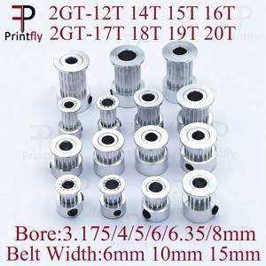 Printfly 2GT 12 14 15 16 17 18 19 20 치아 GT2 타이밍 풀리 보어 3.175 4 5 6.35 8mm 부품 폭 6 10 15mm 타이밍 벨트 1pcs
