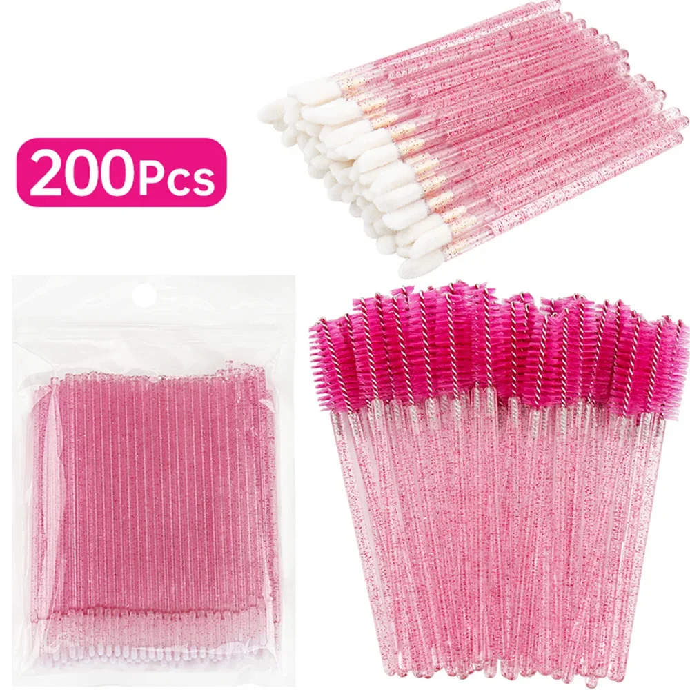 200pcs 속눈썹 연장 특수 속눈썹 제거 브러시 마이크로 브러시 속눈썹 브러시 속눈썹 연장 도구 용 립 라인 코튼 브러쉬