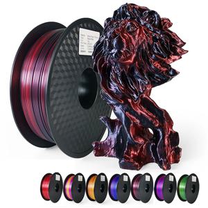 250g 실크 블랙 레드 PLA 필라멘트 3D 프린터 2 색 3D 인쇄 재료 매직 듀얼 컬러 승화 Duotone 1.75mm