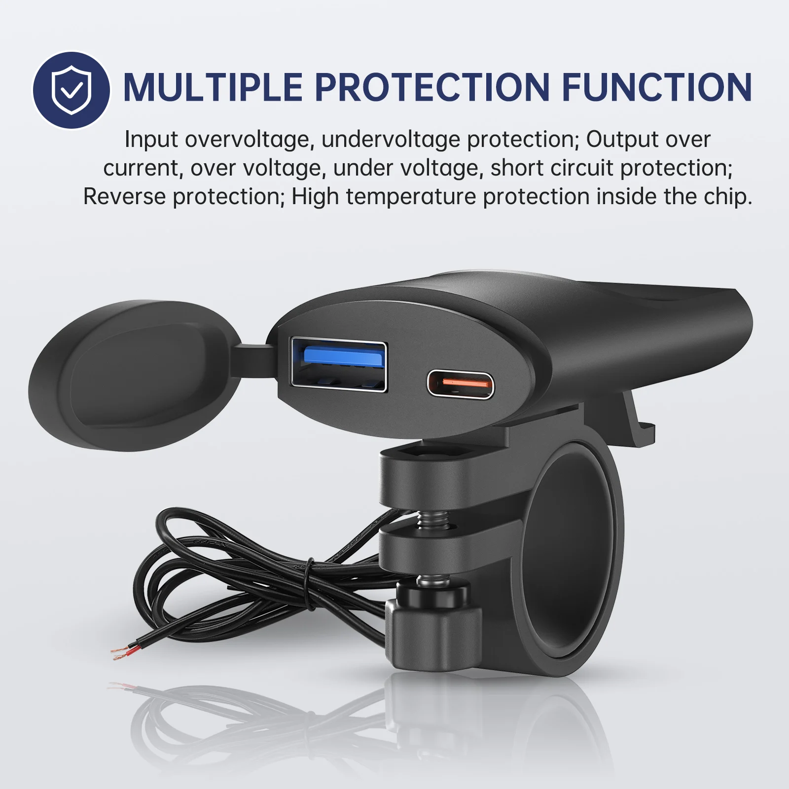 새로운 12V-24V 오토바이 USB 빠른 충전기 30W PD + QC3.0 Type-C 충전기 IP67 방수 브래킷 오토바이 전화 충전기