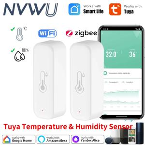 Tuya WiFi Zigbee 온도 및 습도 스마트 홈 온도계 습도계 APP 원격 알람 Alexa Google 홈과 함께 작동
