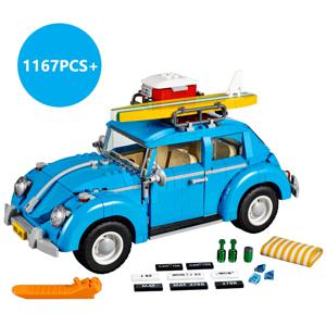 1167PCS 블루 비틀 캠핑카 자동차 빌딩 블록 기술 세트 모델 크리 에이 티브 차량 MOC 조립 장난감 아이들을위한 벽돌 선물