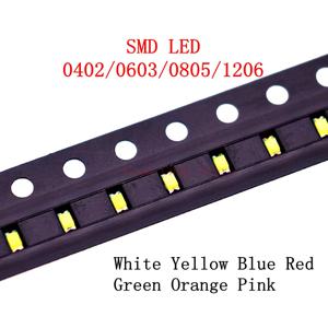 100Pcs Smd Led 발광 다이오드 0402 0603 0805 1206 빨간색 흰색 녹색 파란색 주황색 분홍색 노란색