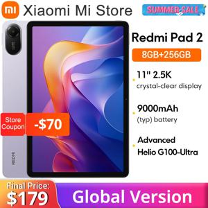 샤오미 레드미 패드 2 글로벌 버전 고급 Helio G100-Ultra 11인치 2.5K 크리스탈 선명한 디스플레이 18W 고속 충전 9000mAh 배터리