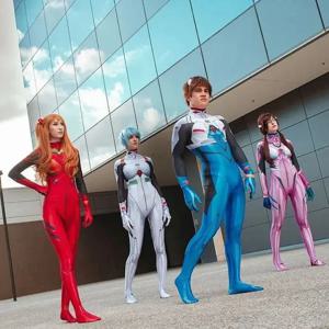 성인 어린이 애니메이션 Asuka Langley Soryu Mari Rei Ayanami 코스프레 의상 Asuka Test Jumpsuits Zentai Suit 할로윈 바디 슈트