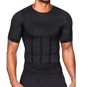 BurVogue Mens 슬리밍 바디 셰이퍼 원활한 압축 셔츠 Tummy Control Slimmer Shapewear Gynecomastia Undershirt