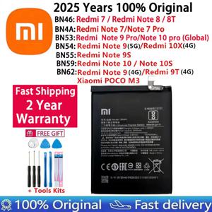 100% 오리지널 BN46 BN4A BN53 BN54 BN55 BN59 BN62 배터리 Xiaomi Redmi 7 9T 10X POCO M3 Note 7 8 8T 9 9S 10 10S pro 배터리