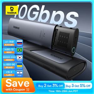 Baseus M2 SSD 인클로저 케이스, 금속 외장 어댑터, NVME SSD 케이스, 10Gbps NVMe 프로토콜, M.2-USB C타입 3.2 Gen2, 8TB