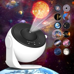 12 in 1 우주 별이 빛나는 하늘 갤럭시 4K HD 프로젝터 야간 조명 장식 360 °   어린이 성인 선물을 위한 침실 로맨틱 램프 회전
