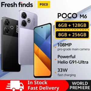 【월드 프리미어】POCO M6 스마트폰 글로벌 버전 Helio G91 Ultra 108MP 프로급 메인 카메라 33W 고속 충전 5030mAh 배터리