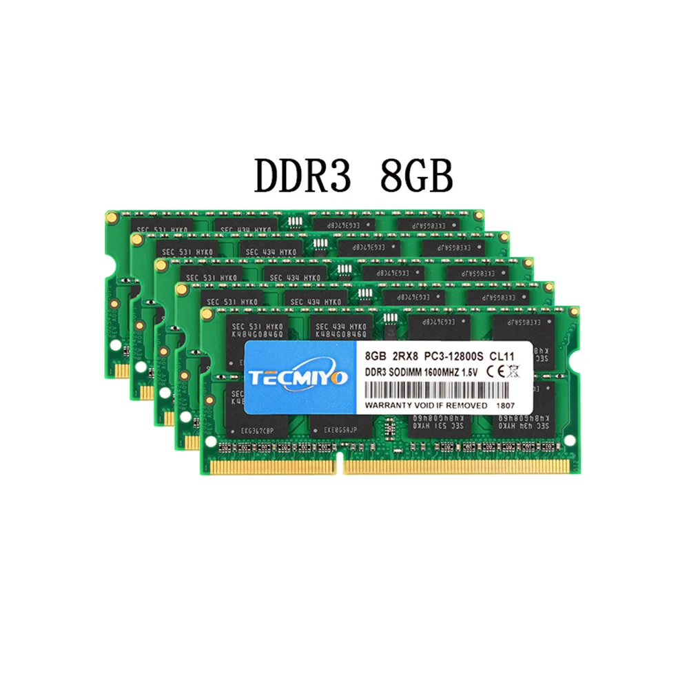 DDR3 DDR3L 8GB 1600MHz 노트북 RAM SODIMM 메모리, 204 핀, 1.35V, 1.5V, PC3, PC3L-12800S PC3-10600S, 2RX8, 노트북용 듀얼 랭크-그린