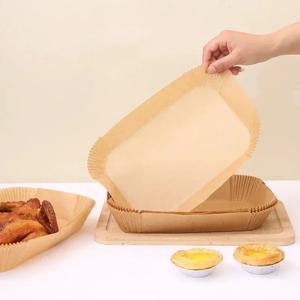50/100pcs 일회용 에어 프라이어 종이 주방 베이킹 에어 프라이어 매트 내유성 전자 레인지 바베큐 베이킹 비 스틱 종이 패드