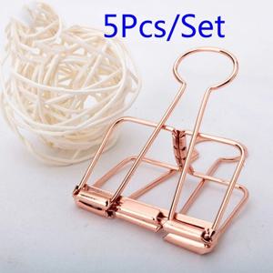 5Pcs Rosegold 바인더 클립 종이 클립 사무실 학교 용품 바인딩 용품 파일 가방 문서 가방 클립 금속 클립