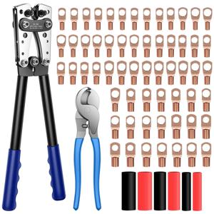 HX-50B 6-50mm² AWG 10-1/0용 배터리 케이블 러그 압착 도구 헤비 듀티 와이어 러그 튜브 터미널 크림퍼 육각 압착 도구 플라이어