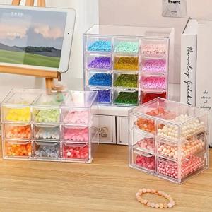 아크릴 대용량 서랍 투명 분할 파란색 된 저장 상자 DIY 수제 보석 디스플레이 상자