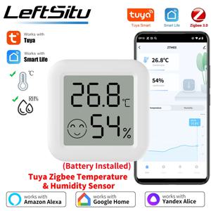 Tuya Zigbee 온도 습도 센서 APP Yandex Alexa와 스마트 홈 작업을위한 스마트 라이프를 통한 원격 제어 온도계