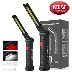 고전력 LED 작업 조명 5 조명 모드 자기 보조베터리 18650 배터리 토치가 있는 충전식 손전등 검사 램프